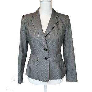 Halogen Gray Black Micro-Check Tailored Lined Two-Button Blazer EUC